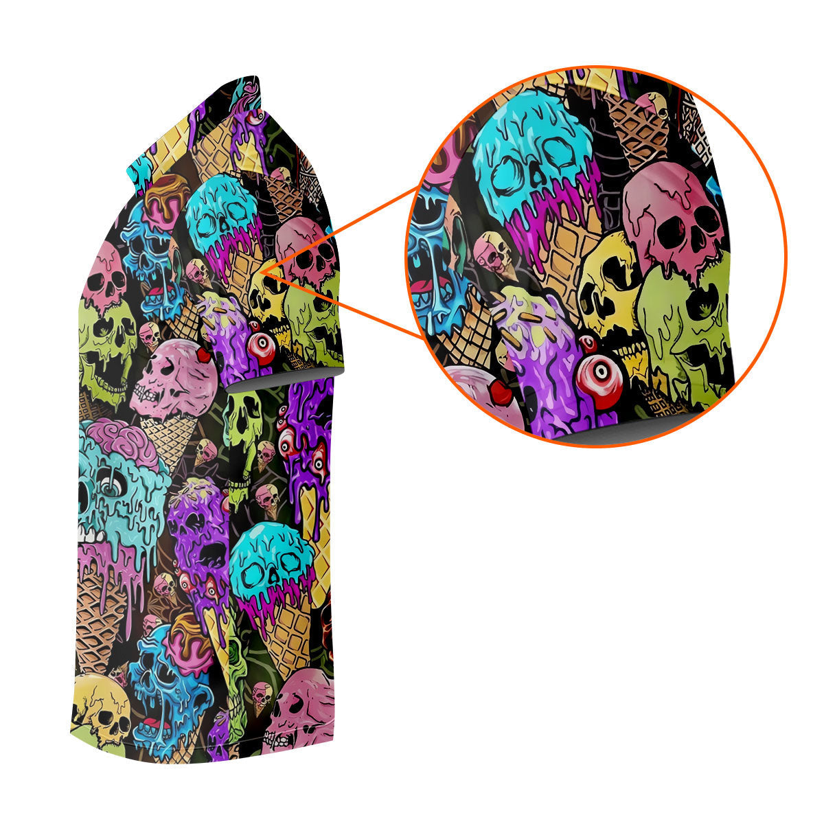 Melting Skull Ice Cream Halloween Golf Shirt, Golf Shirts For Women, Women's Golf Apparel
