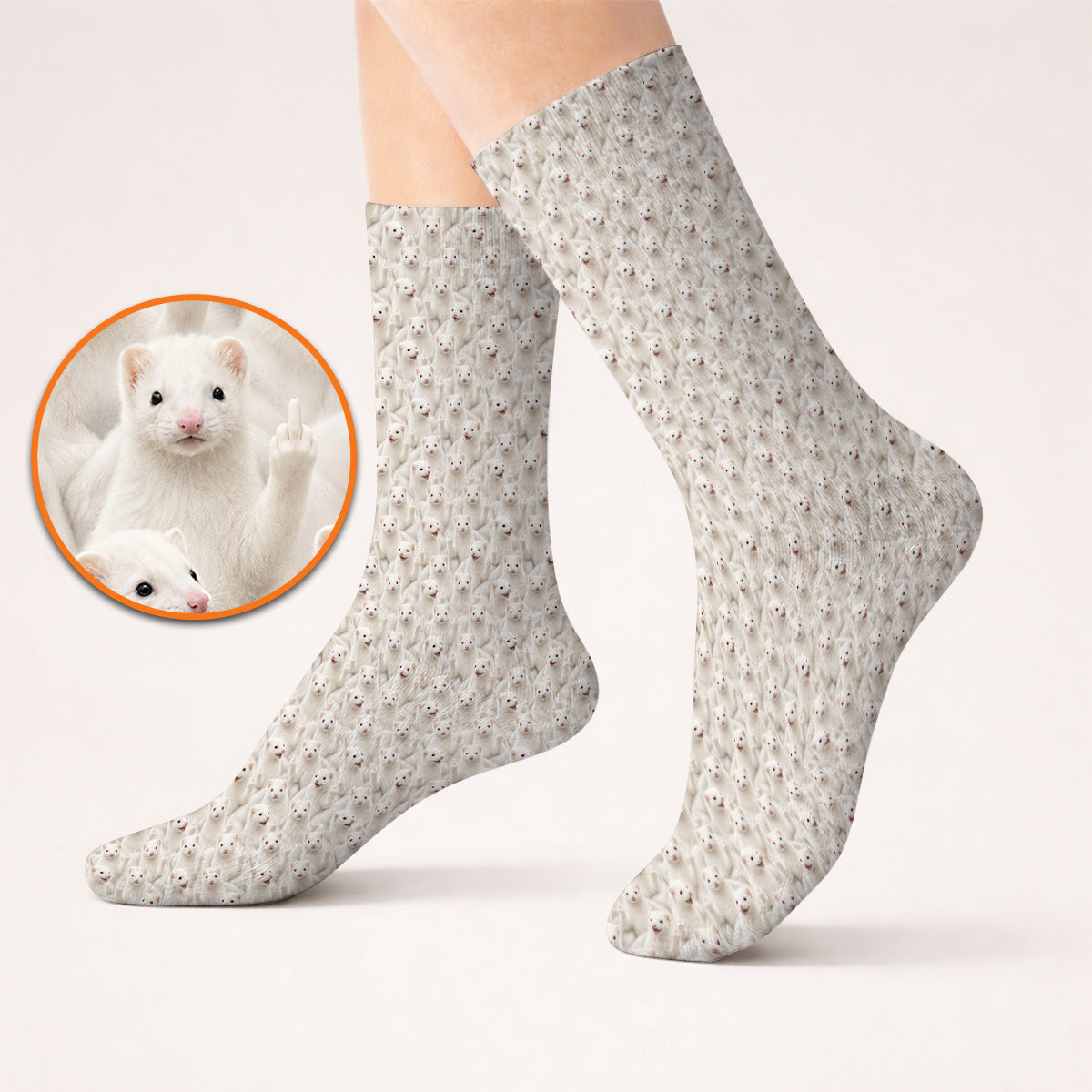 White Ferret Pattern Golf Socks, Funny Ferret Golf Sock, Golf Gift For Golfer