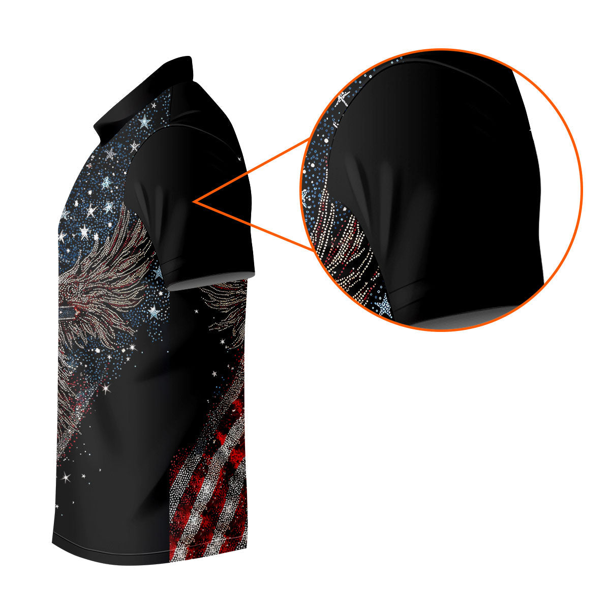 Faith Cross Patriotic Eagle Rhinestones Pattern 4th Of July Golf Shirt, 250 Years Golf Shirts For Men