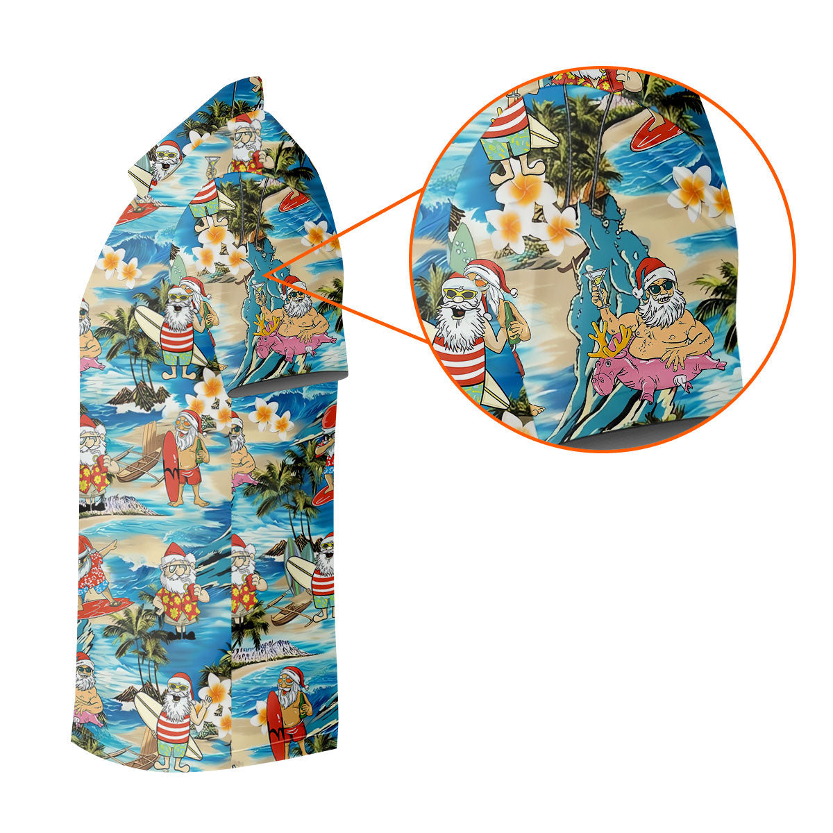 Women's Tropical Santa Surf Vacation Golf Shirt, Christmas Golf Shirt, Women’s Golf Apparel