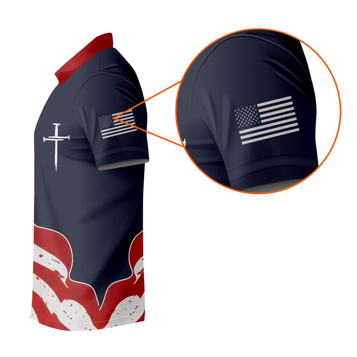 Faith Cross America 250th Anniversary 4th Of July Shirt, Patriotic Navy Golf Shirts For Men