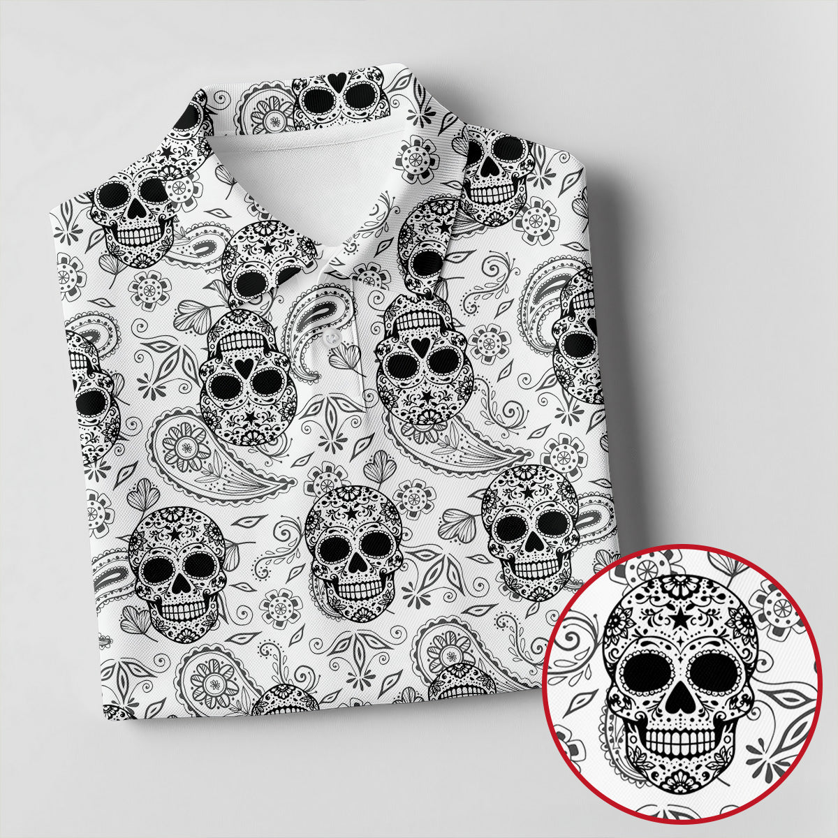 Sugar Skull Paisley Pattern Golf Polo Shirt, Hawaiian Golf Shirt, Golf Polo Shirts For Men