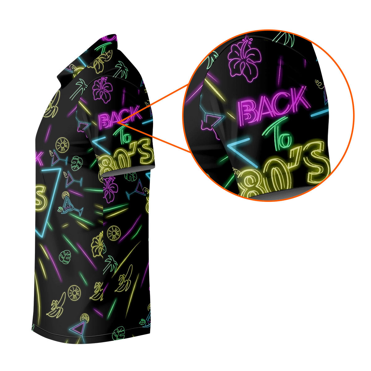 Back To 80's Neon Pattern Hawaiian Golf Shirt, Tropical Vibe Men's Funny Golf Shirts