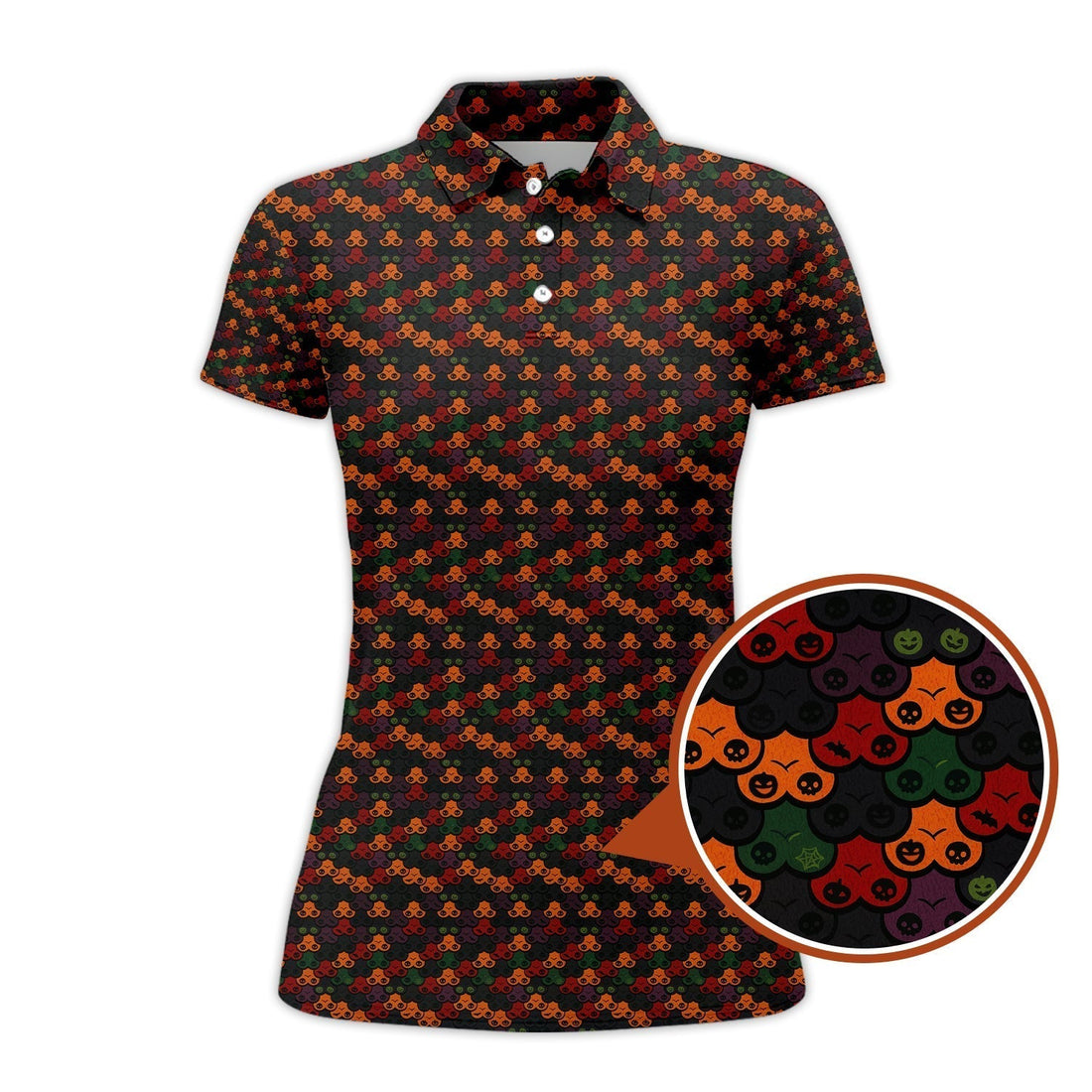 Funny Pattern Golf Shirt, Halloween Golf Shirt With Pumpkin, Crazy Golf Shirt For Golfer