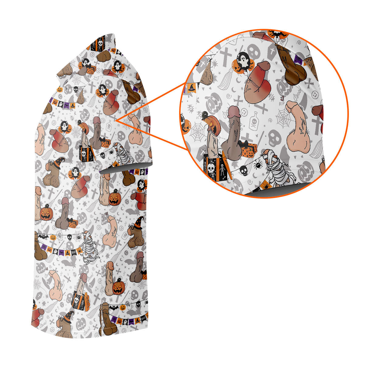 Funny Adult Halloween Pattern Hawaiian Polo Shirt, Women's Golf Tops, Women’s Golf Apparel