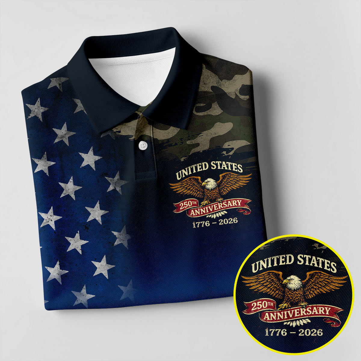 United States 250th Anniversary Camo Patriotic 4th Of July Golf Shirt, Distressed Flag Golf Shirt For Women