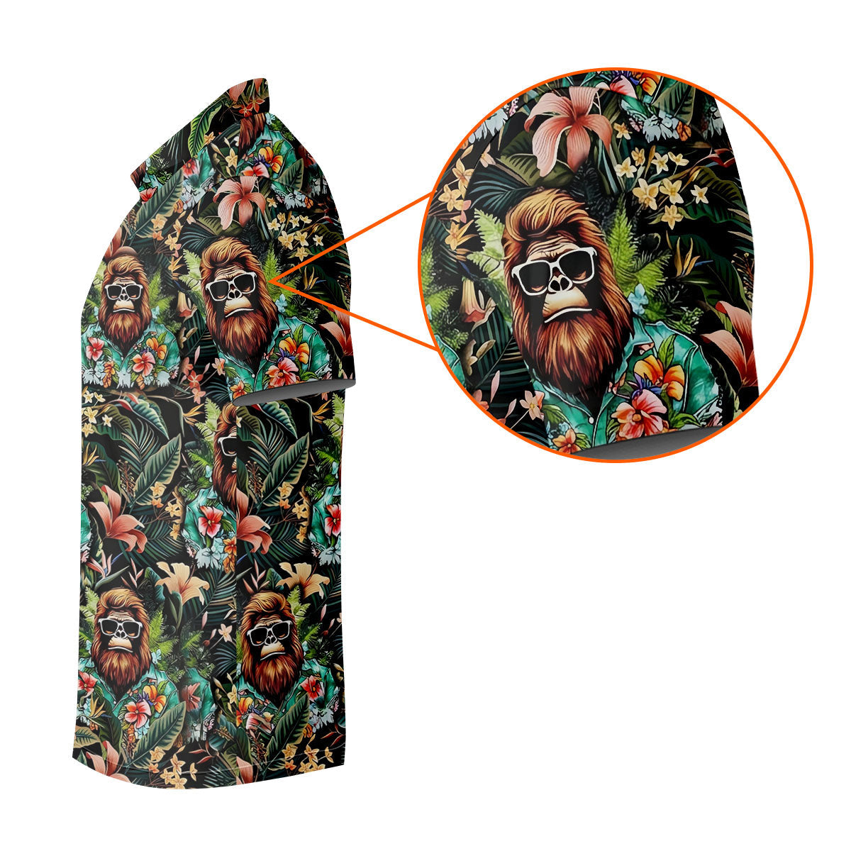 Bigfoot Hawaiian Tropical Golf Shirt, Funny Sasquatch Golf Shirts For Men