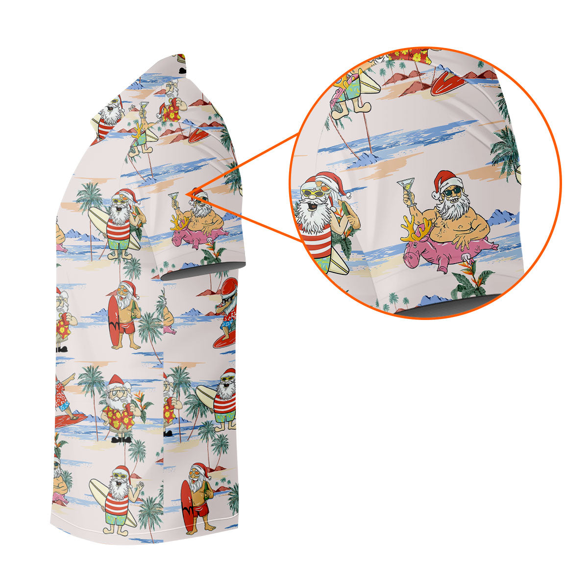 Funny Tropical Santa Christmas Golf Shirt, Women's Golf Tops, Hawaiian Golf Shirt, Printed Golf Shirt