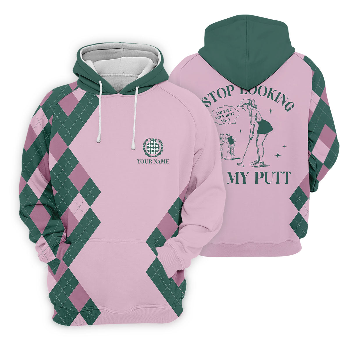 Stop Looking At My Putt Custom Sleeveless Womens Golf Polo Shirts, Funny Golf Shirts For Ladies