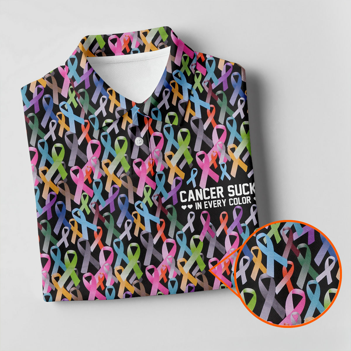 Cancer Sucks In Every Color Black Golf Shirt, Cancer Survivor Shirt, Cancer Awareness Shirt, Polo Shirts For Men