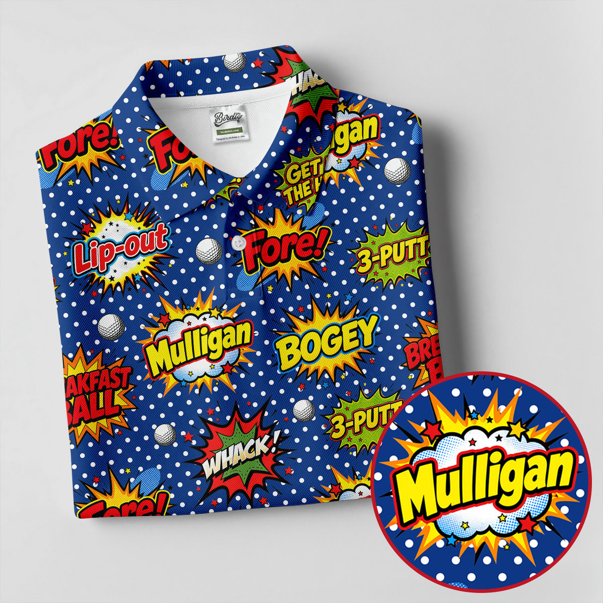 Funny Comic Pop Art Golf Shirt, Hawaiian Golf Shirt, Golf Shirts For Womens