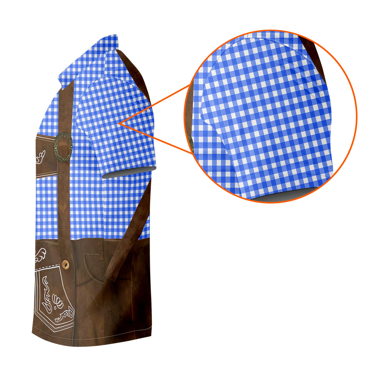 Women's Blue Oktoberfest Lederhosen Illusion Sleeveless Golf Polo, Women’s Golf Tops, Ladies Golf Shirts