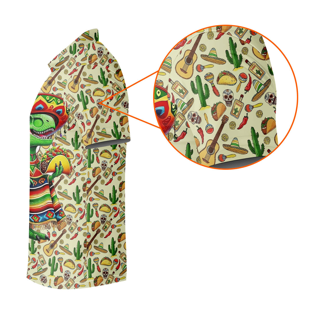 Dinosaur Taco Fiesta Time Golf Tops For Men, Cinco De Mayo Celebration Golf Shirts For Men