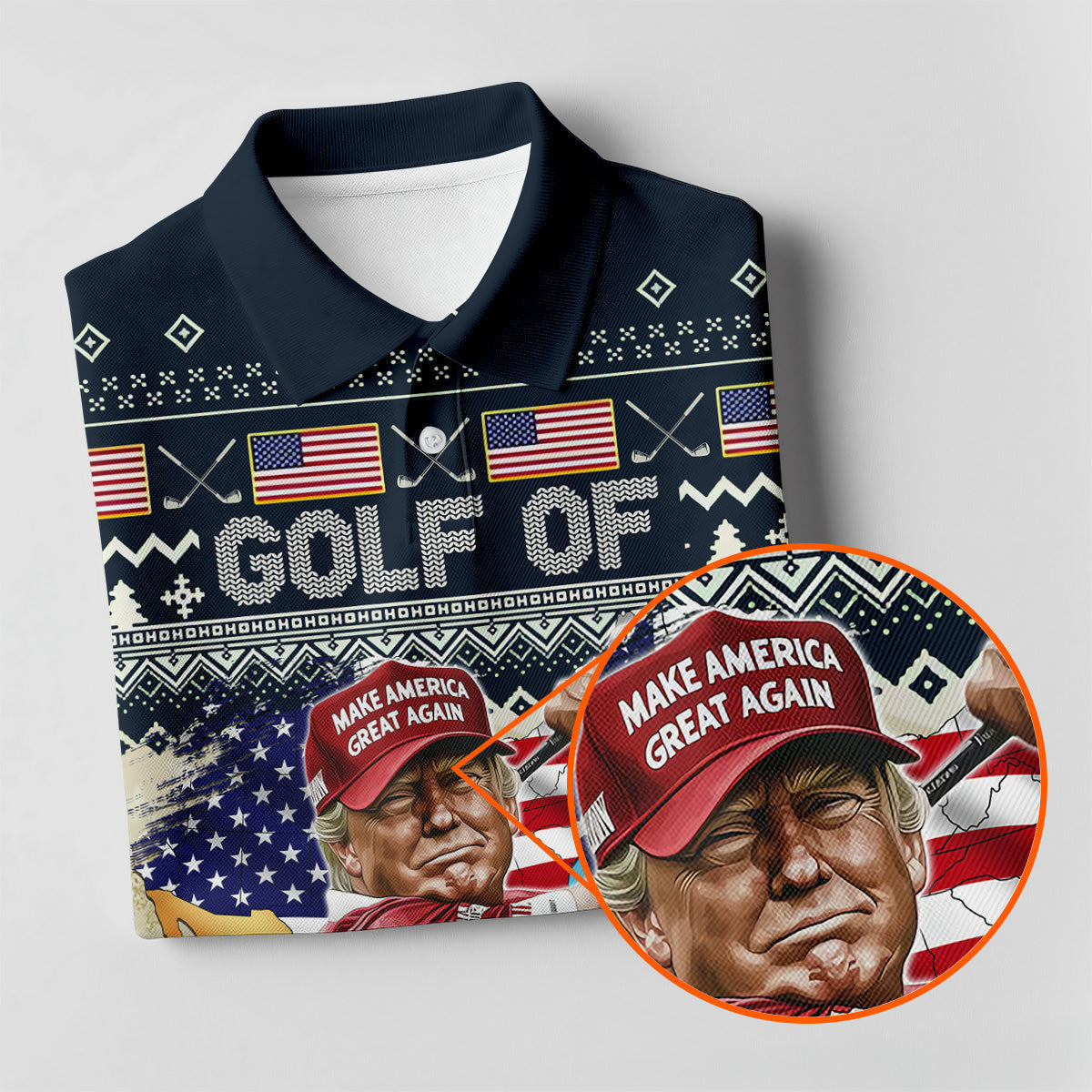 Trump Golf Of America Christmas Golf Shirt Men's Golf Polo Shirt, Funny Golf Shirt, Dad Golf Gift