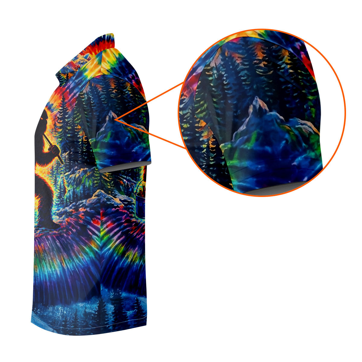 Tie Dye Bigfoot Fishing Forest Golf Shirt, Women’s Golf Apparel, Golf Tops For Women