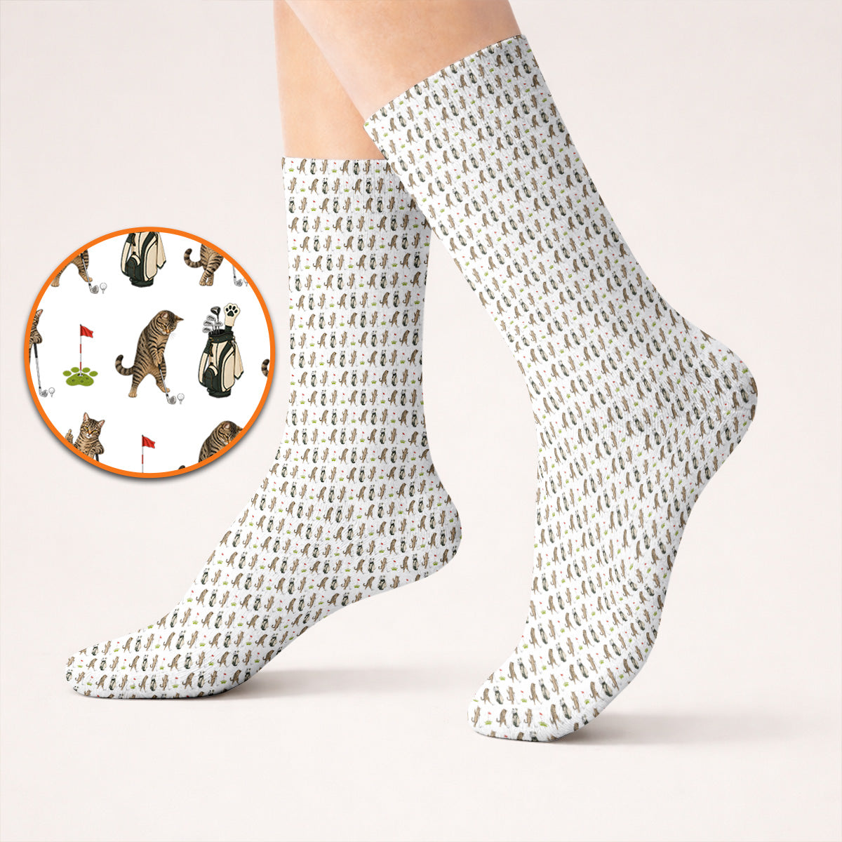 Funny Cat Golf Socks, Cats Pattern Golf Sock, Cat Lover Golf Gift