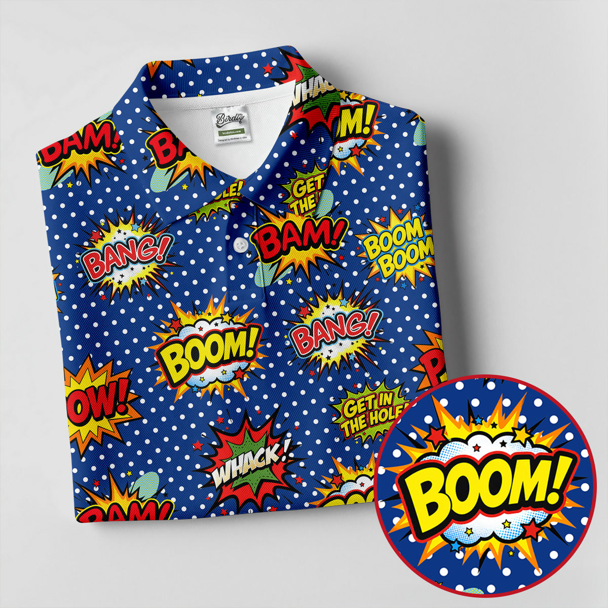 Funny Comic Pop Art Golf Shirt, Ladies Golf Shirts, Golf Tops For Women
