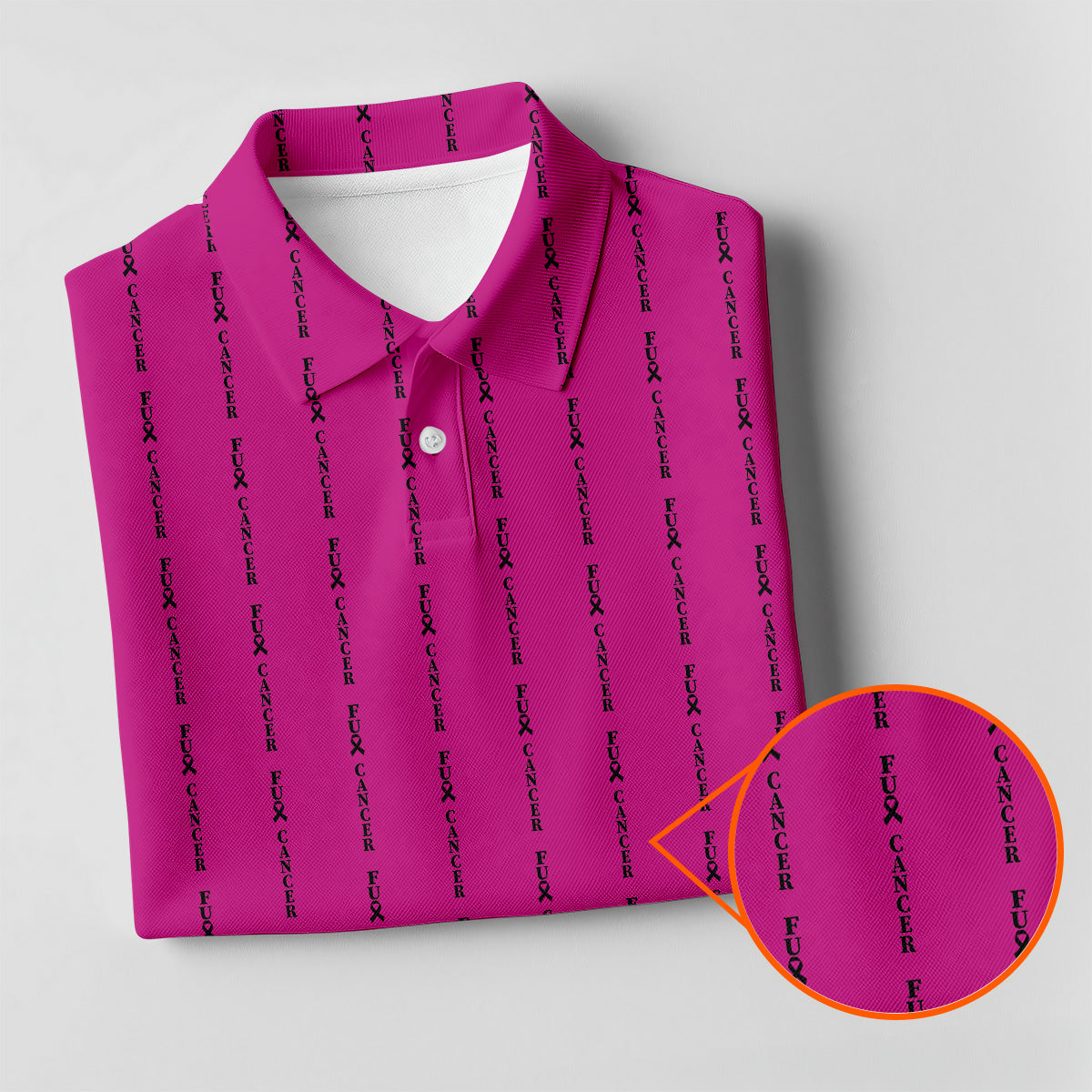 Fcancer Men's Golf Shirt, Breast Cancer Awareness Shirt, Pink Golf Shirt, Golf Shirts For Men