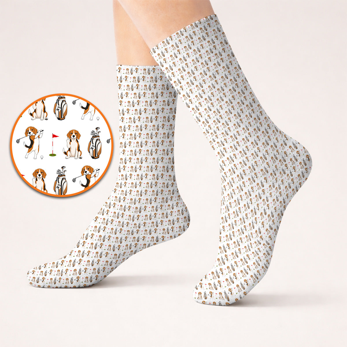 Beagle Golf Pattern Golf Socks, Hunting Dog Golf Sock, Funny Golf Gift For Golfer