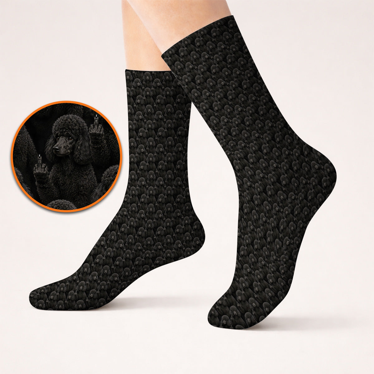 Black Poodle Pattern Golf Socks, Crazy Poodle Golf Sock, Golf Gift For Golfer