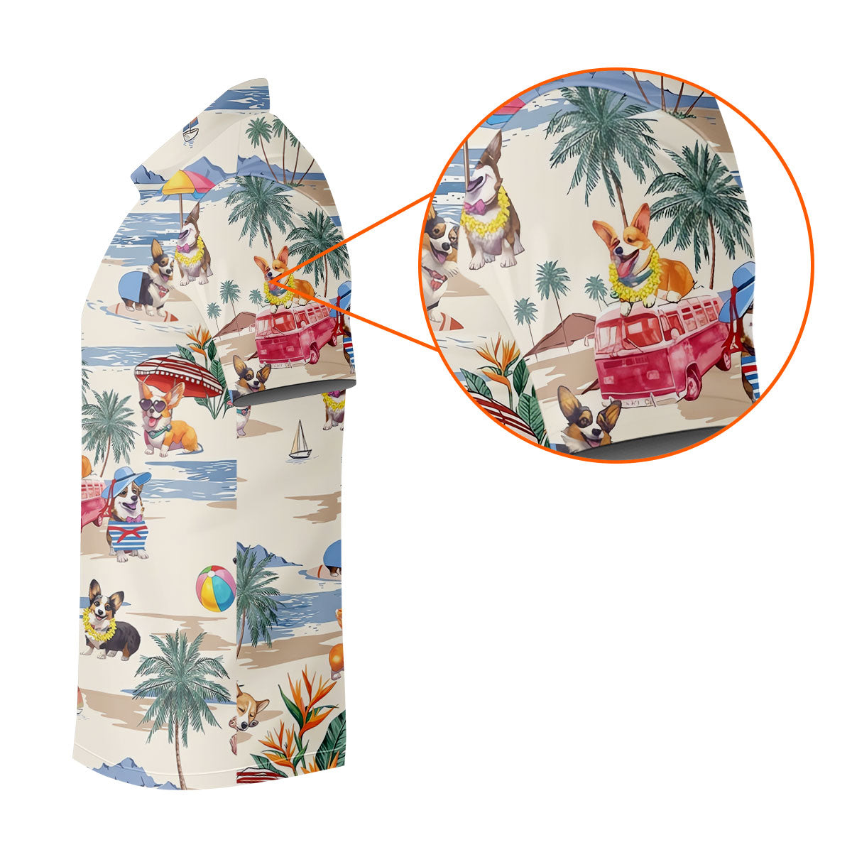 Cute Corgi Beach Vacation Golf Polo Shirt, Golf Shirts For Women, Ladies Golf Tops