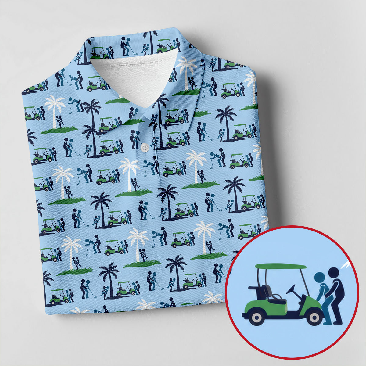 Funny Golf Cart Couple Pattern Women's Golf Tops, Golf Tops For Women, Women’s Golf Apparel