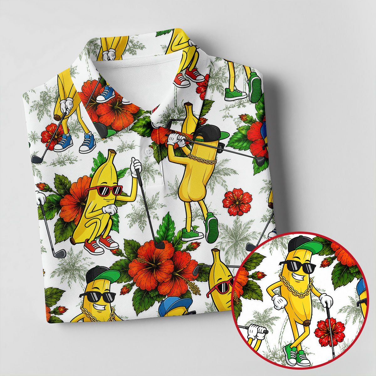 Funny Banana Golfer Hawaiian Golf Polo Shirt, Golf Shirts For Men, Mens Golf Apparel