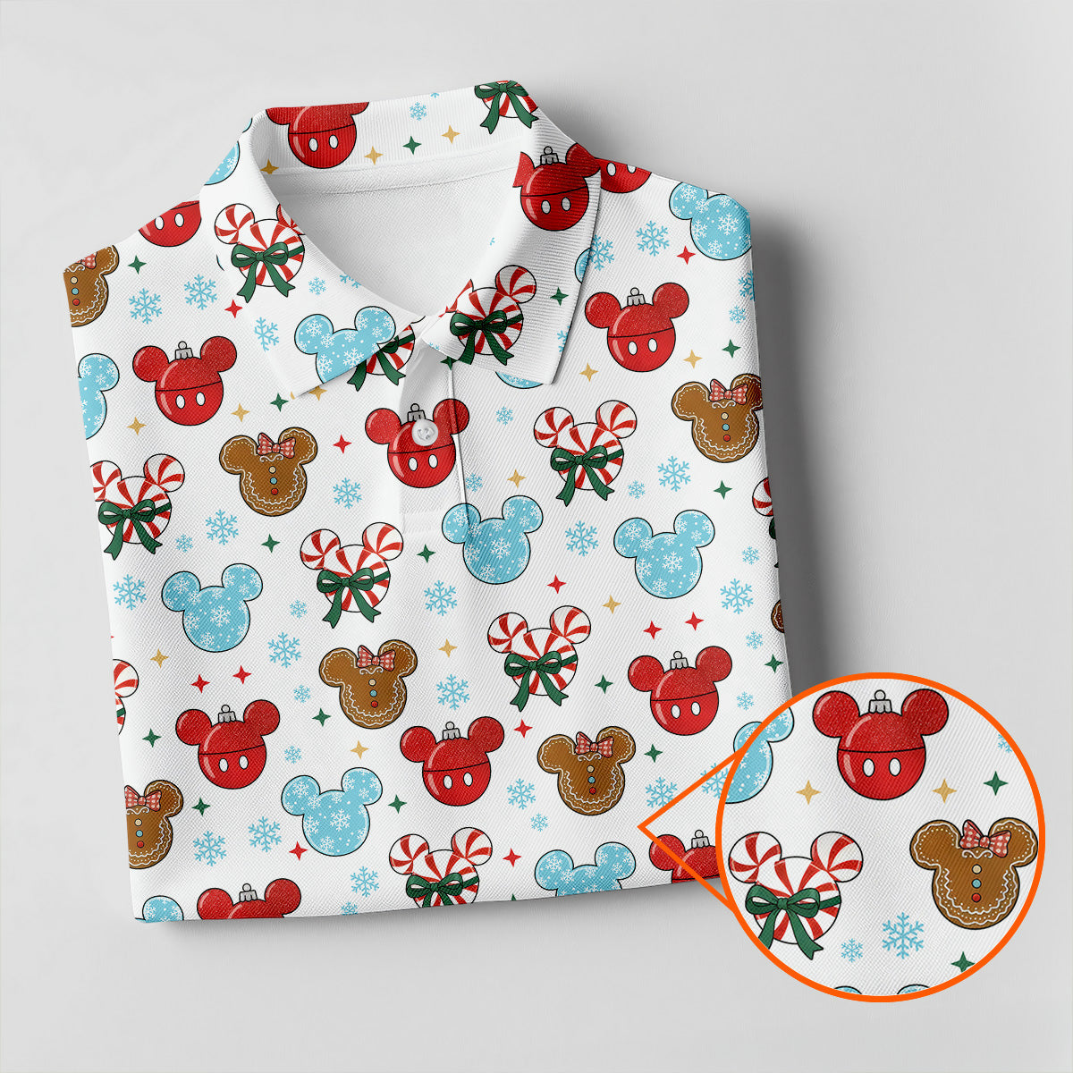 Funny Gingerbread Christmas Candy Cane Golf Tops For Men, Polo Shirts For Men, Christmas Golf Shirt