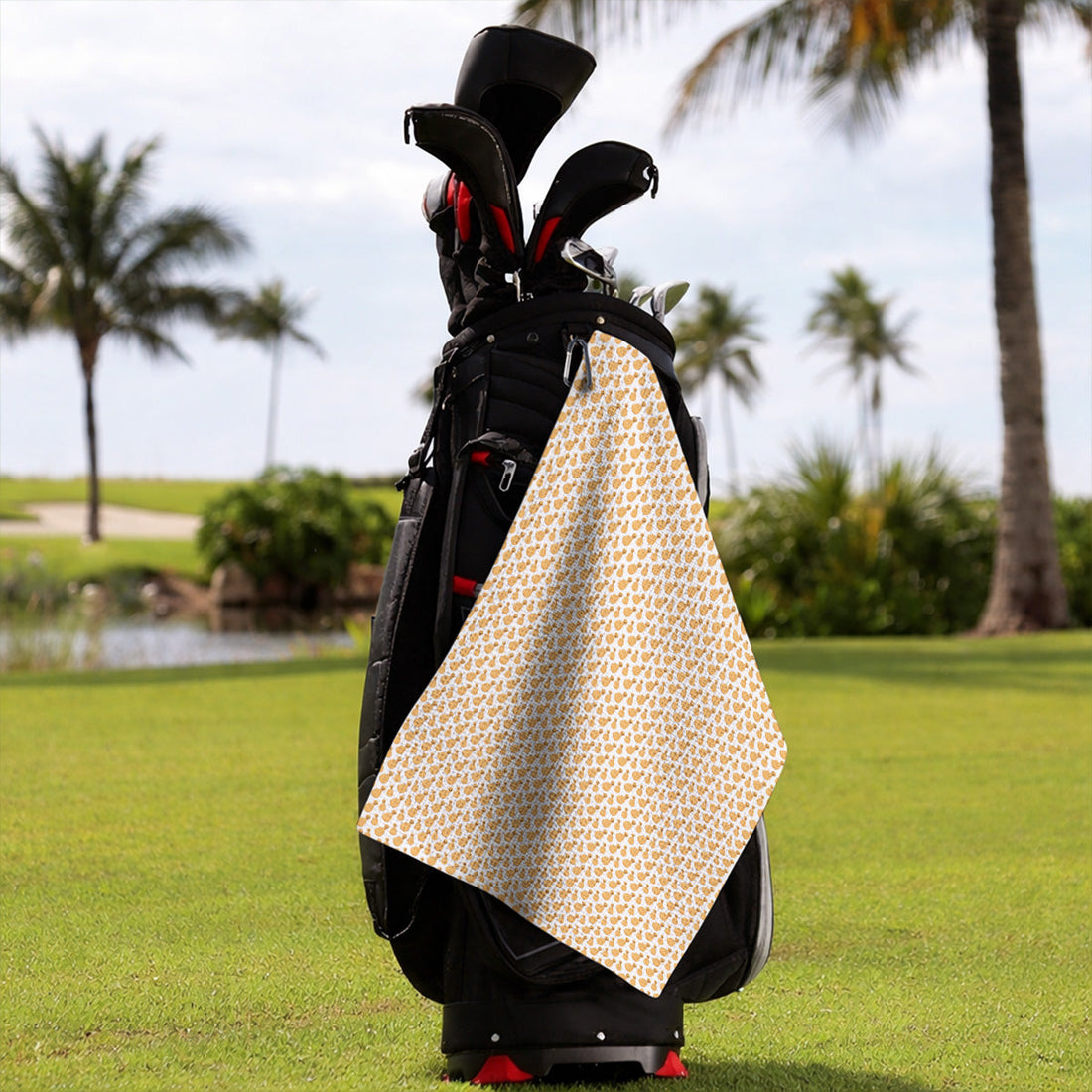 Golden Retriever Middle Finger Golf Towel, Funny Dog Pattern Golf Towels, Crazy Golf Gift For Golfer