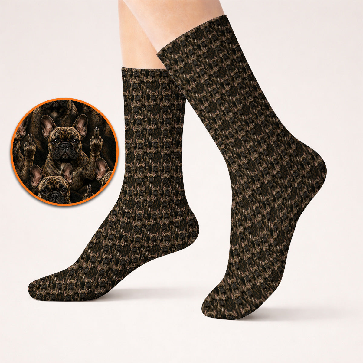 French Bulldog Pattern Golf Socks, Brindle Frenchie Golf Sock, Golf Gift For Golfer