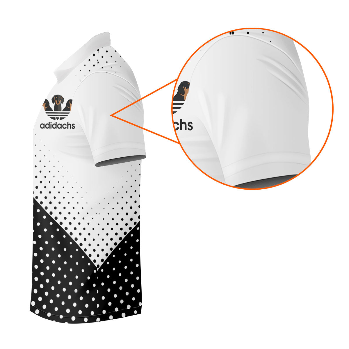 Adidachs Funny Dachshund White Golf Shirt, Men's Funny Golf Shirts, Polo Shirts For Men