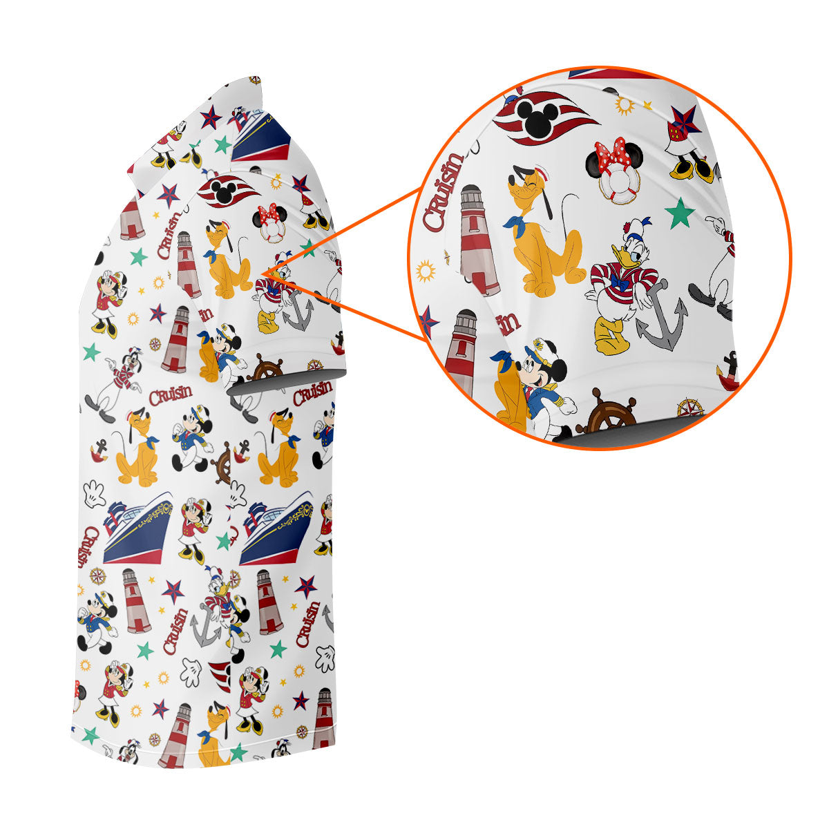 Cartoon Cruise Vacation Pattern Golf Polo Shirt, Golf Shirts For Women, Women’s Golf Polo