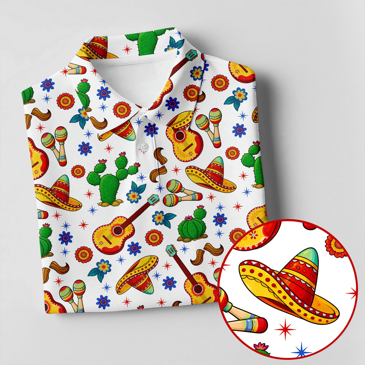 Mexican Party Seamless Pattern Ladies Golf Tops, Cinco De Mayo Celebration Golf Shirt For Women