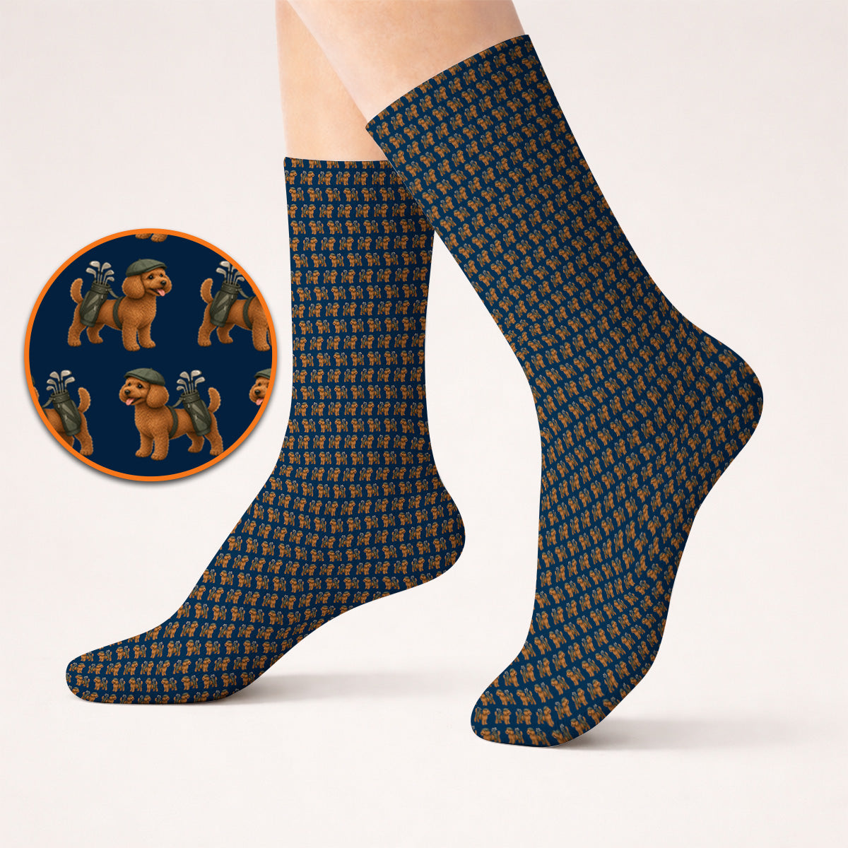 Funny Dog Pattern Golf Sock, Poodle Golf Socks, Golf Gift For Golfer