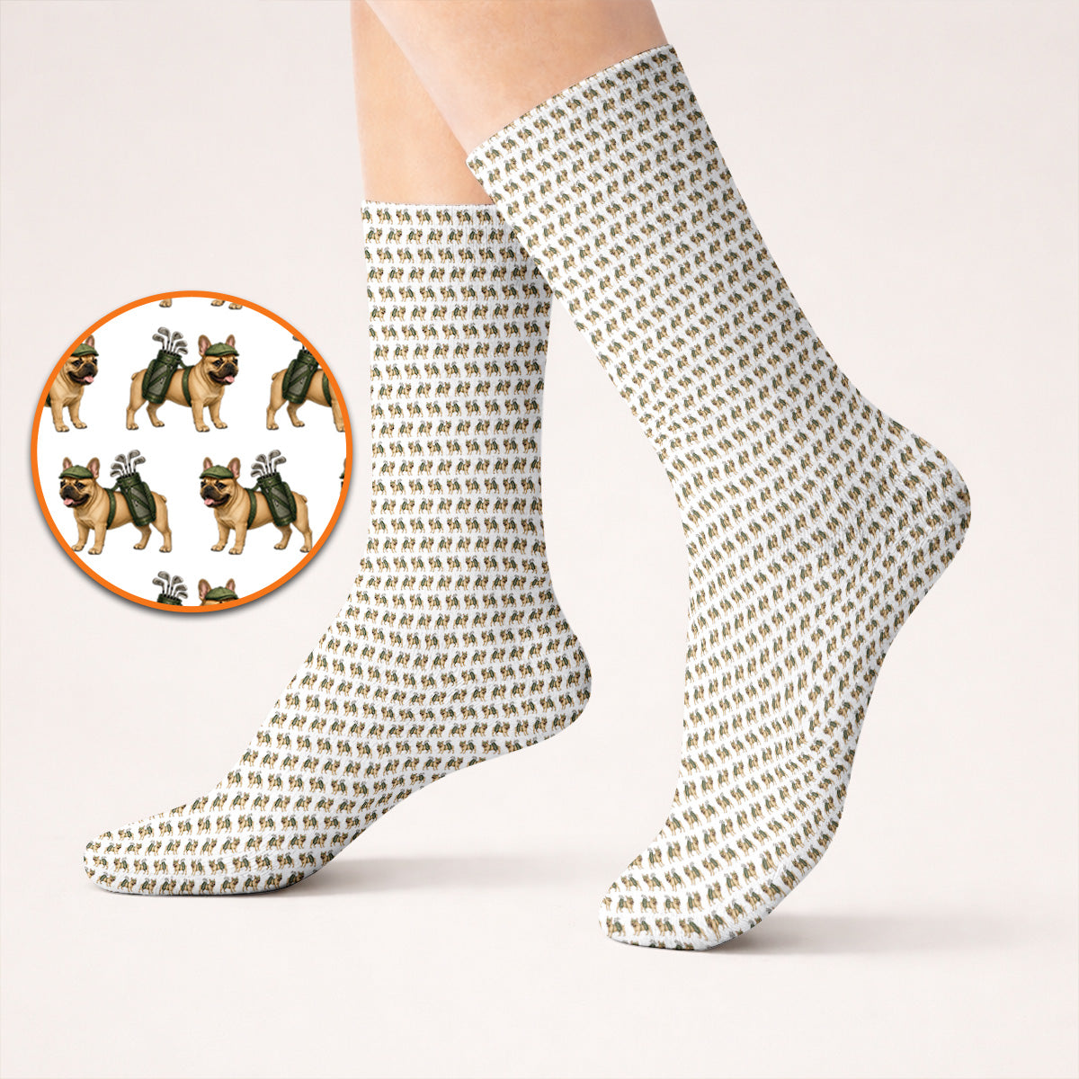 French Bulldog Pattern Golf Socks, Funny Frenchie Dog Sock, Golf Gift For Golfer