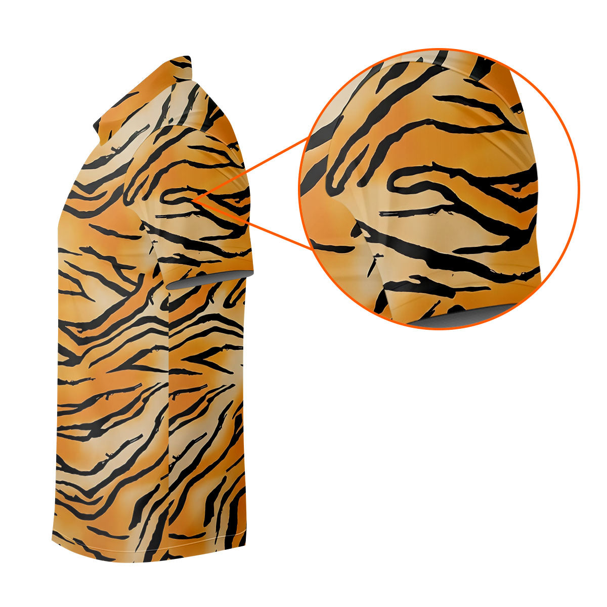 Tiger Stripe Pattern Hawaiian Golf Shirt, Men's Funny Golf Shirts, Golf Shirts For Men