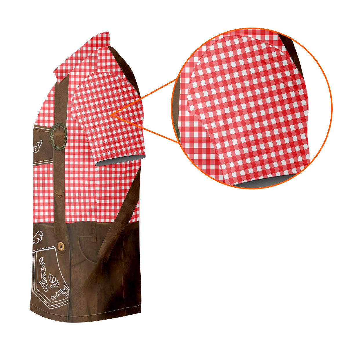 Women's Red Oktoberfest Lederhosen Illusion Sleeveless Golf Polo, Golf Shirts For Women, Women's Golf Apparel