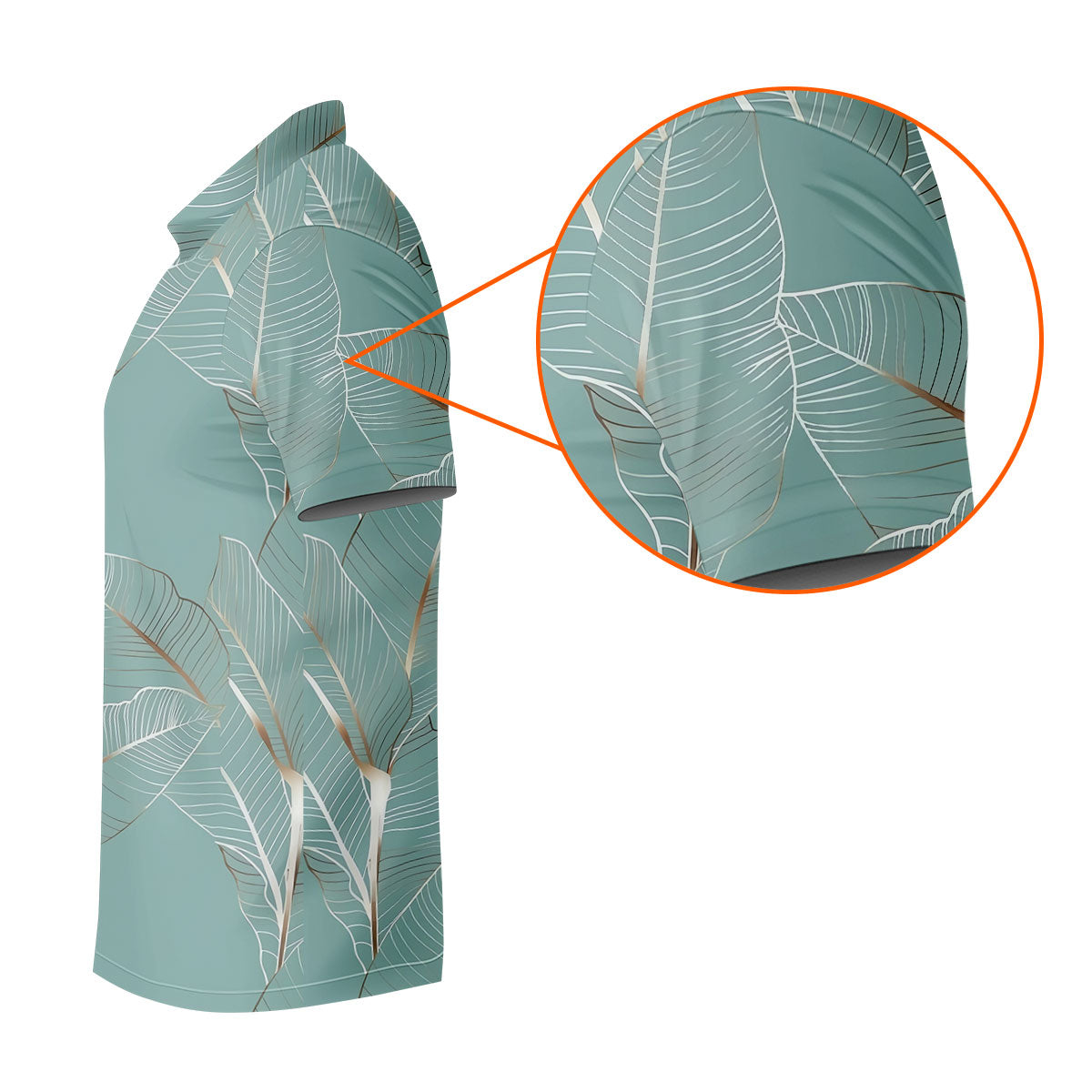Tropical Leaves Blue Grey Golf Shirt, Summer Hawaiian Golf Shirt, Golf Shirts For Men