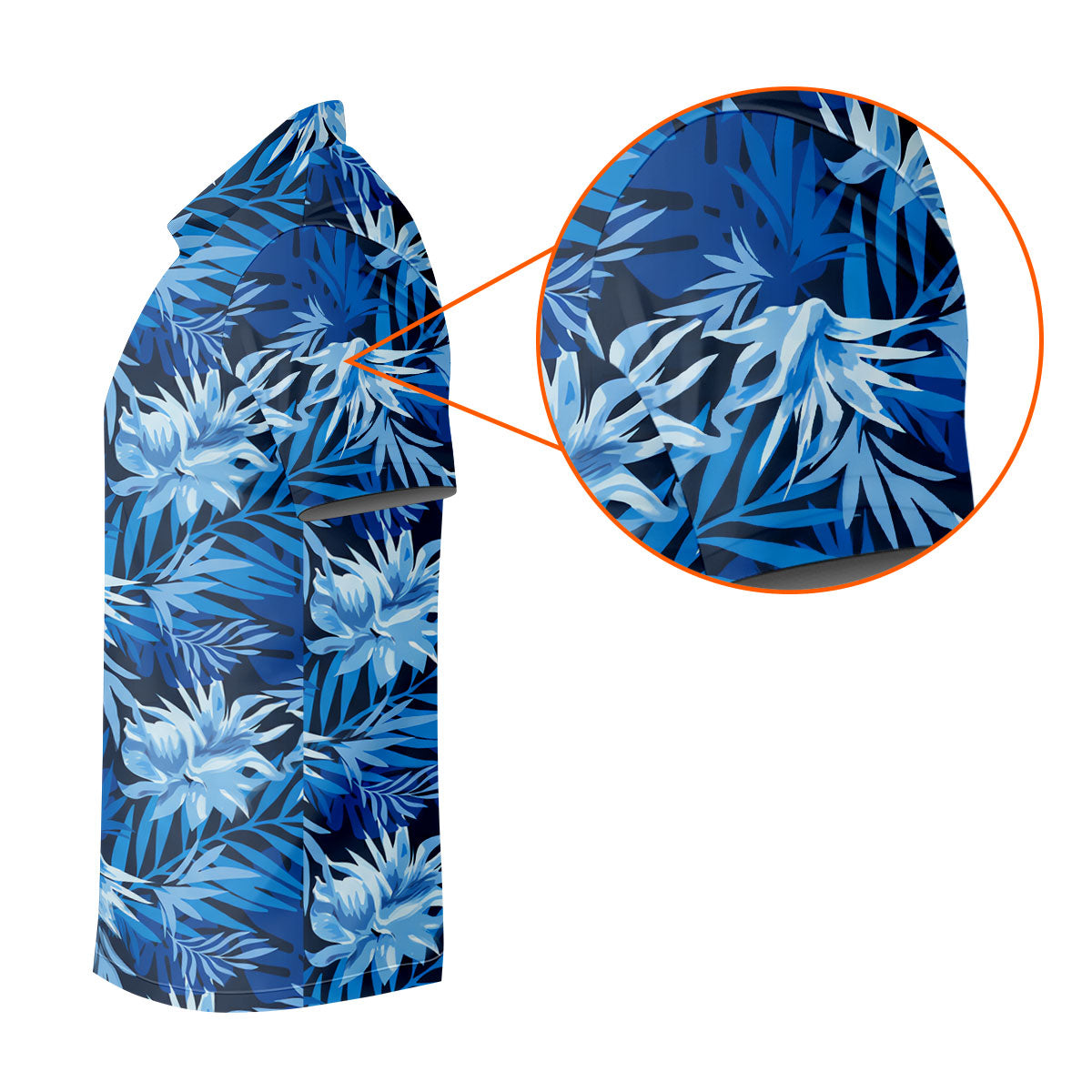 Blue Tropical Hibiscus Floral Golf Shirt, Womens Golf Tops, Women’s Golf Apparel