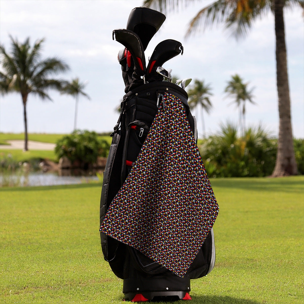 Eagle Middle Finger Golf Towel, USA Patriotic Pattern Golf Towels, Crazy Golf Gift For Golfer