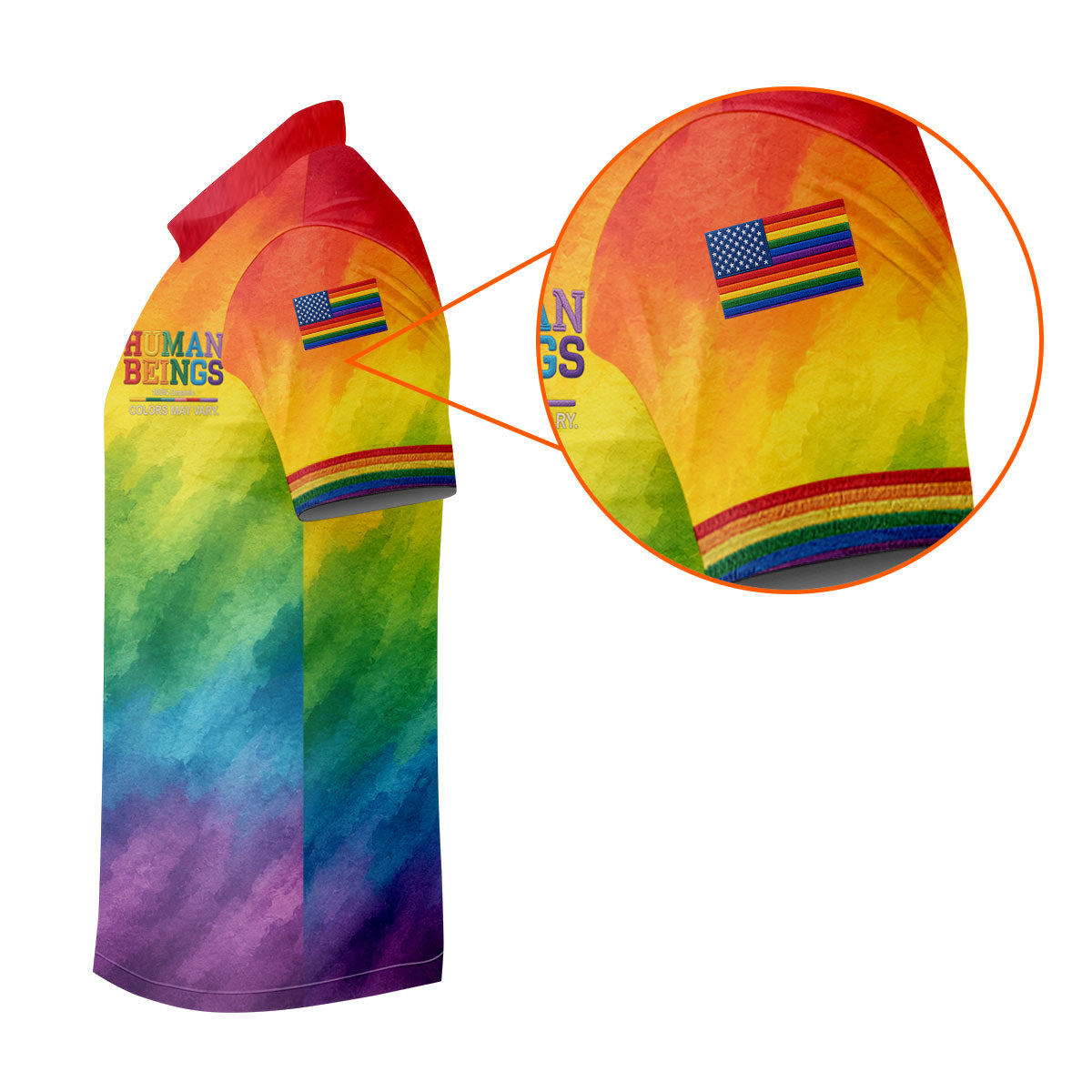 Human Beings LGBT Rainbow Golf Tops For Men, LGBT Pride Month Gradient Watercolor Polo Shirts For Men