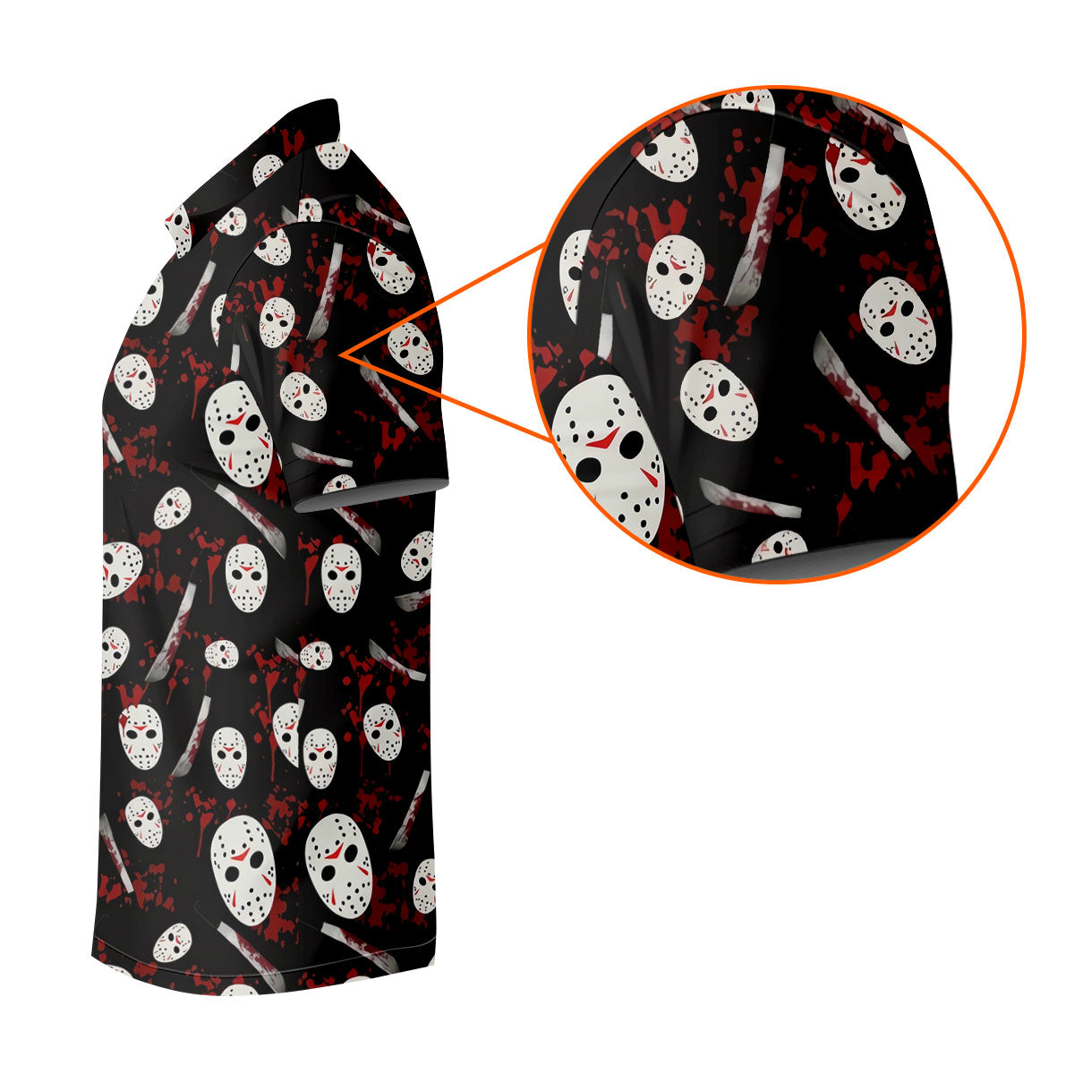 Hockey Mask Blood Pattern Halloween Golf Polo Shirt, Mens Golf Shirts, Printed Golf Shirts