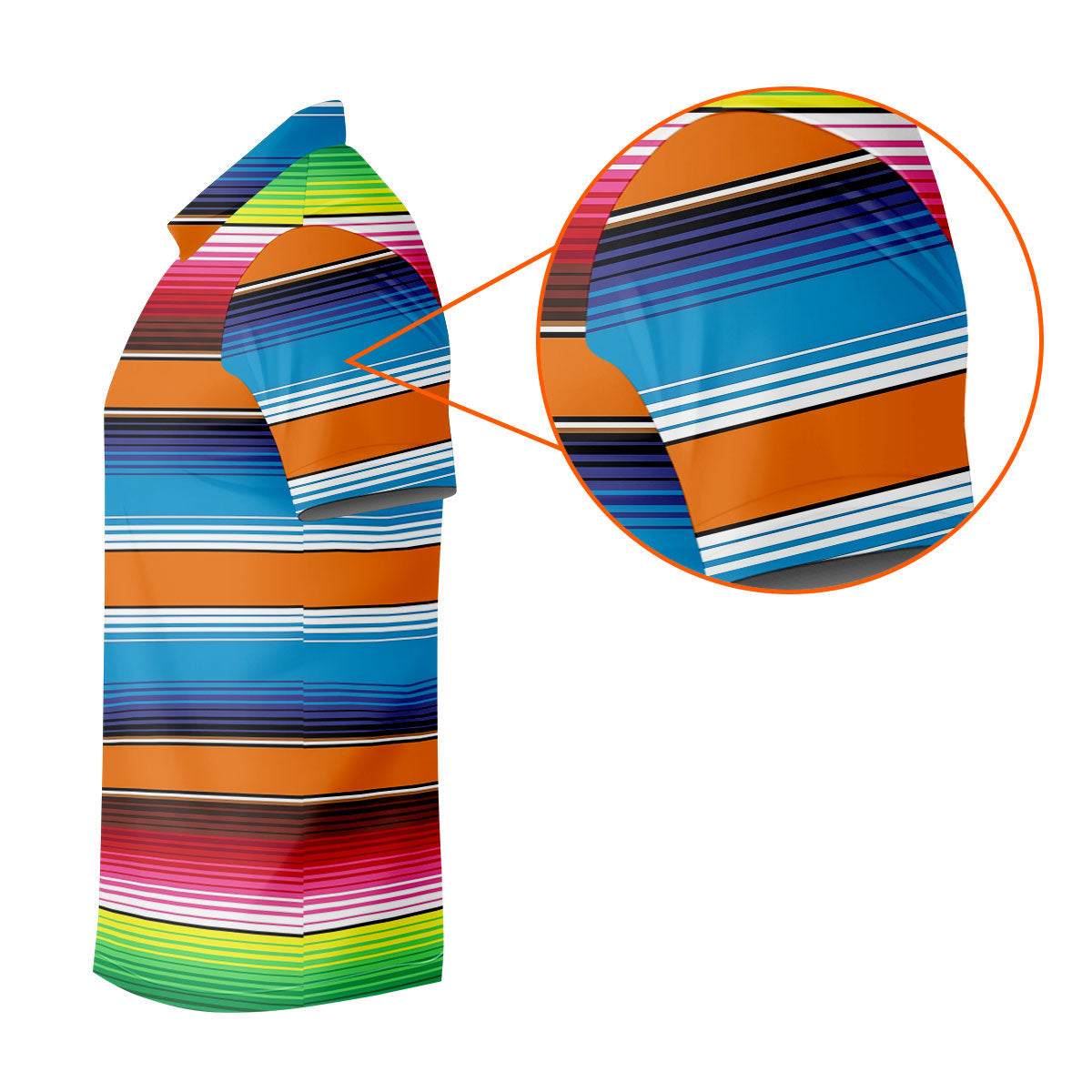 Mexican Serape Stripe Pattern Cinco De Mayo Celebration Fiesta Themed Golf Shirts For Men