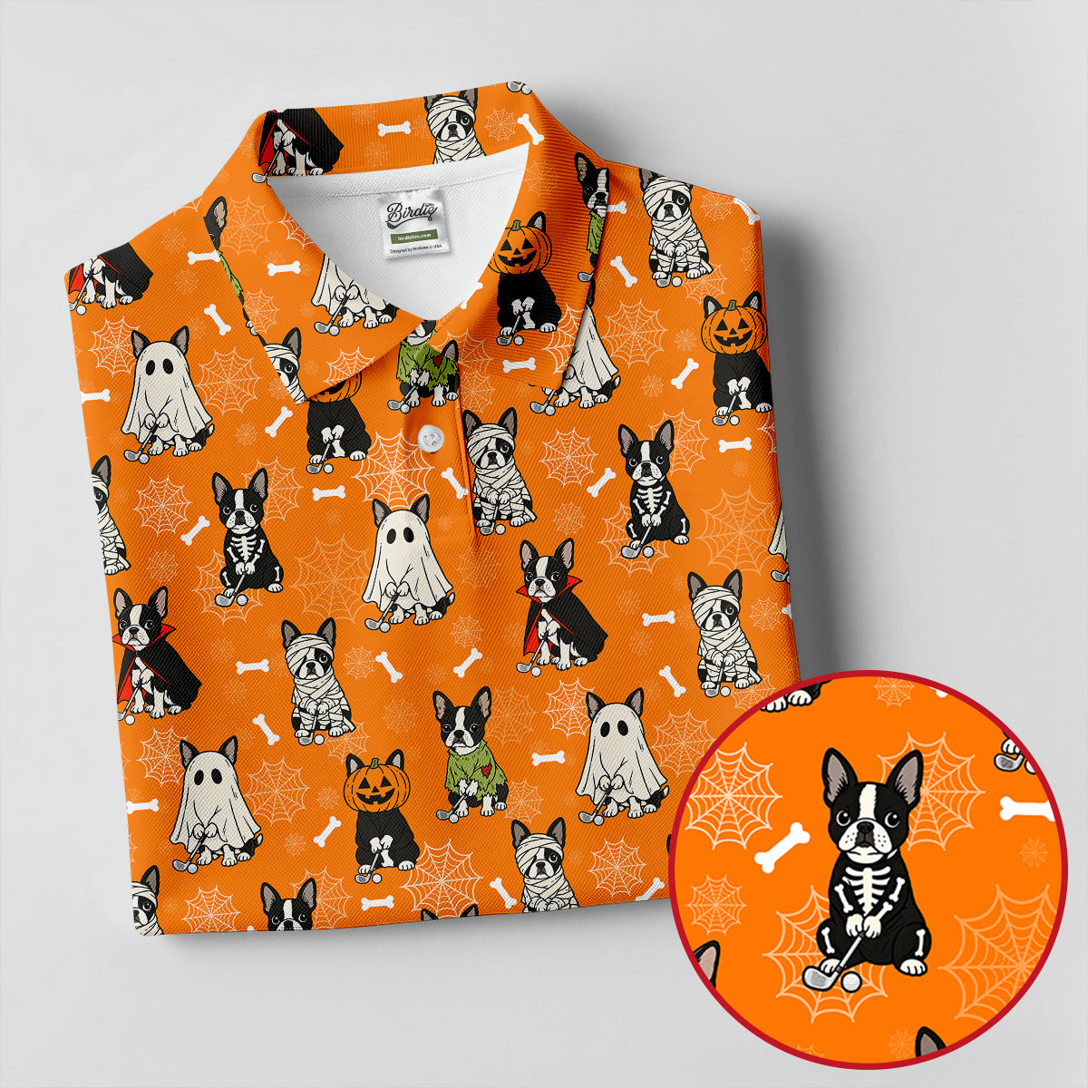 Halloween Dog Costume Pattern Golf Polo Shirt, Womens Golf Tops, Halloween Shirt For Women