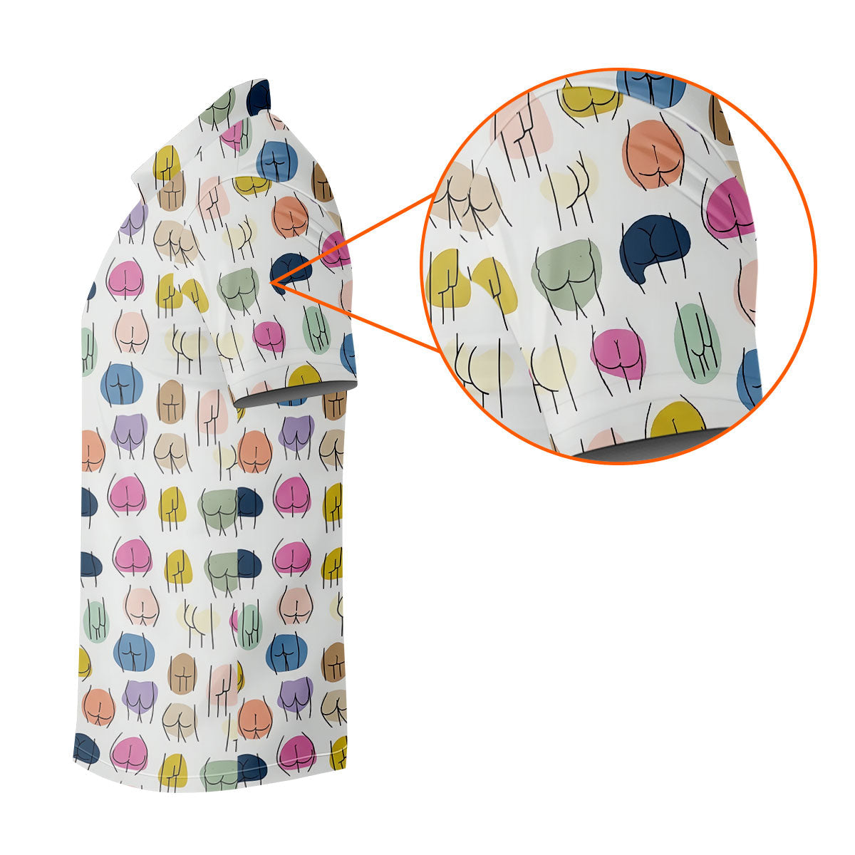 Funny Colorful Butt Pattern Golf Polo Shirt, Golf Shirts For Men, Mens Golf Apparel