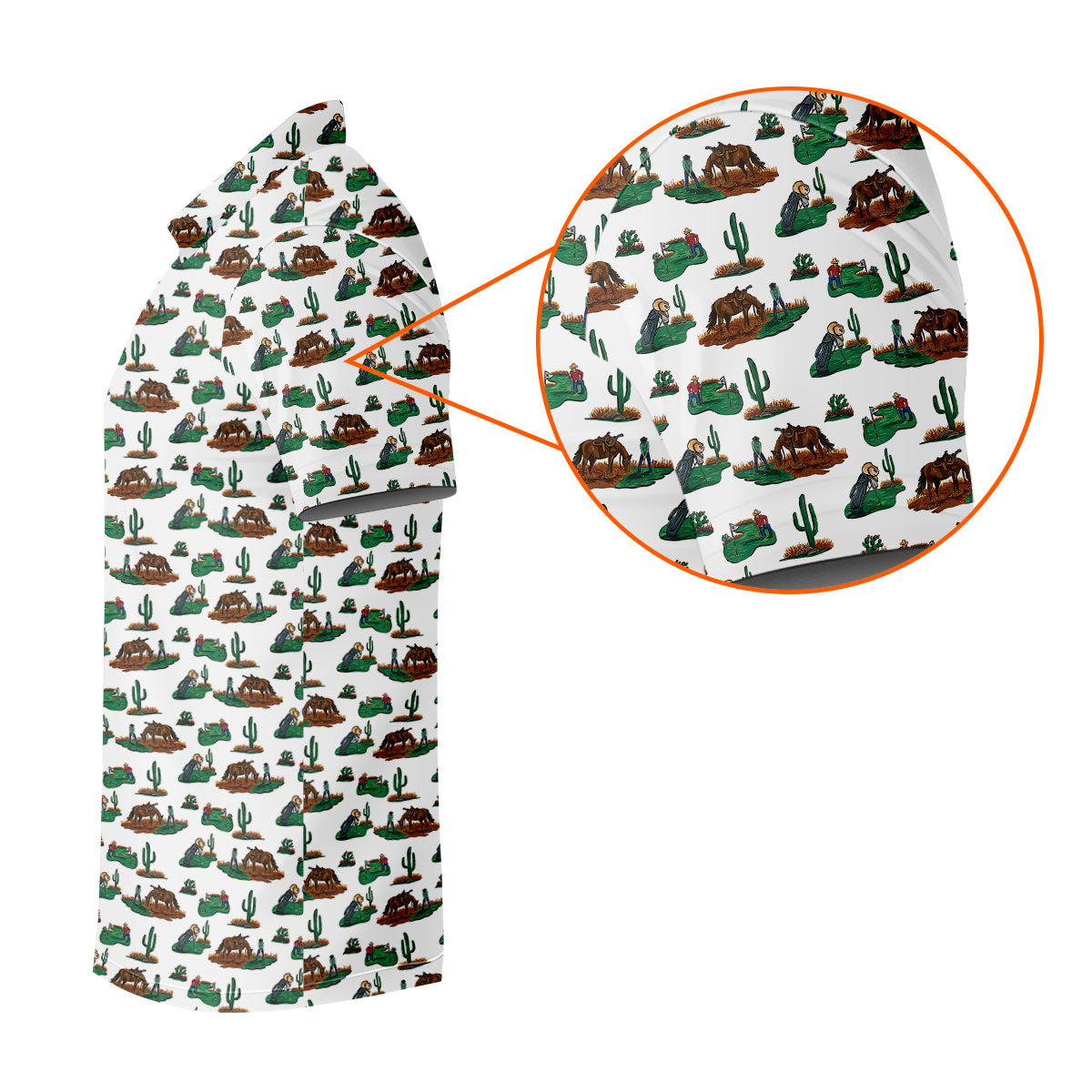 Western Golf Course Pattern Golf Polo Shirt, Ladies Golf Shirt, Women's Golf Apparel
