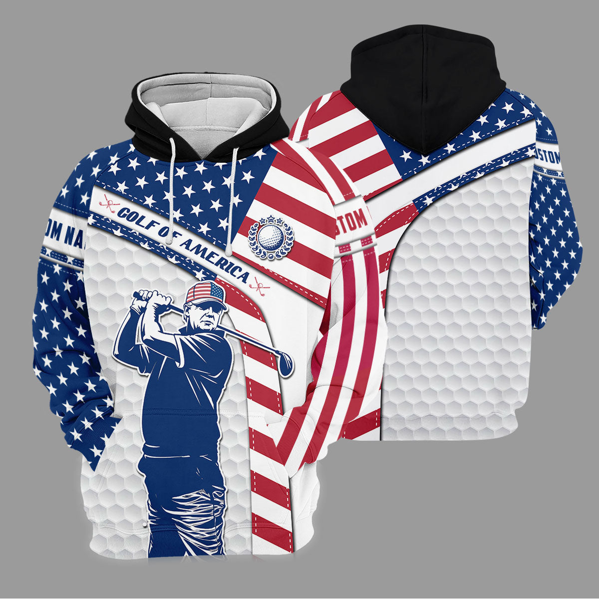 Funny Trump Golf Of America Custom Polos For Men, Mens Golf Gift, US 250 Anniversary Golfing Apparel