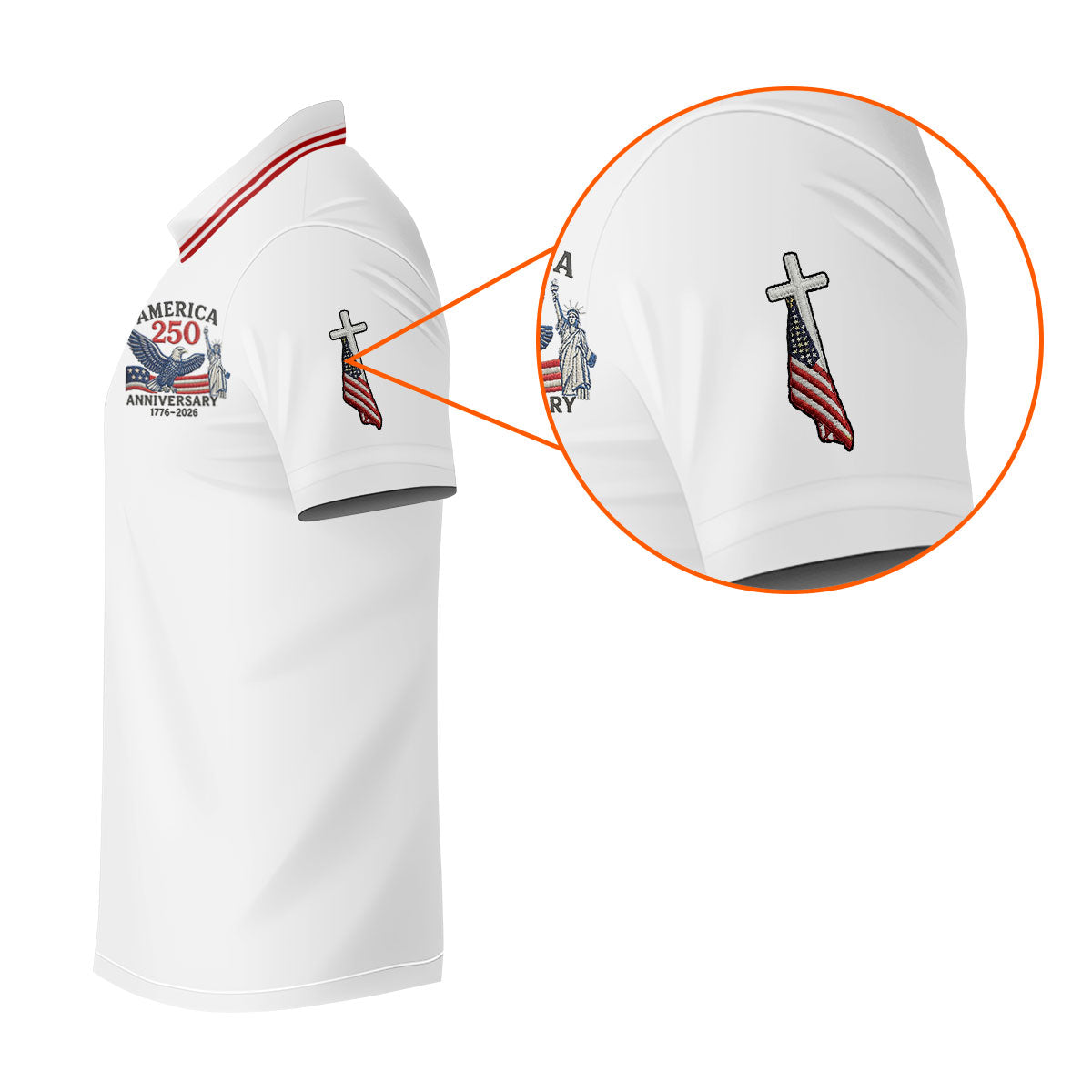 Faith Cross Bald Eagle America 250 Anniversary Patriotic Golf Shirt, Golf Shirts For Men