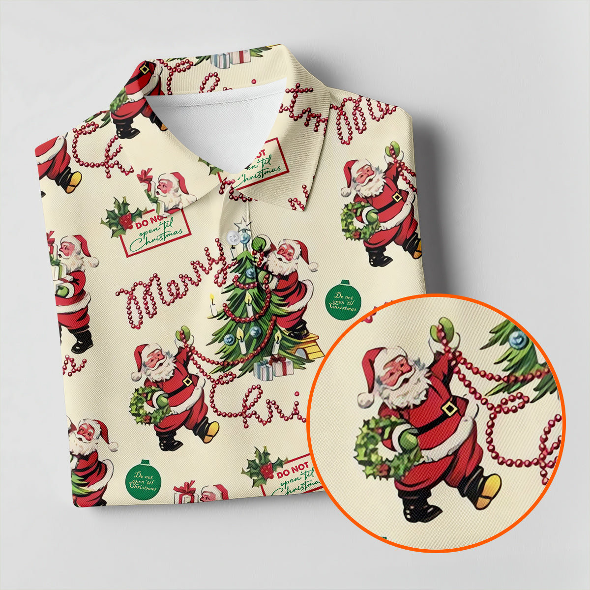 Merry Christmas Santa Mens Christmas Polo Shirt, Golf Tops For Men, Polo Shirts For Men, Christmas Golf Shirt