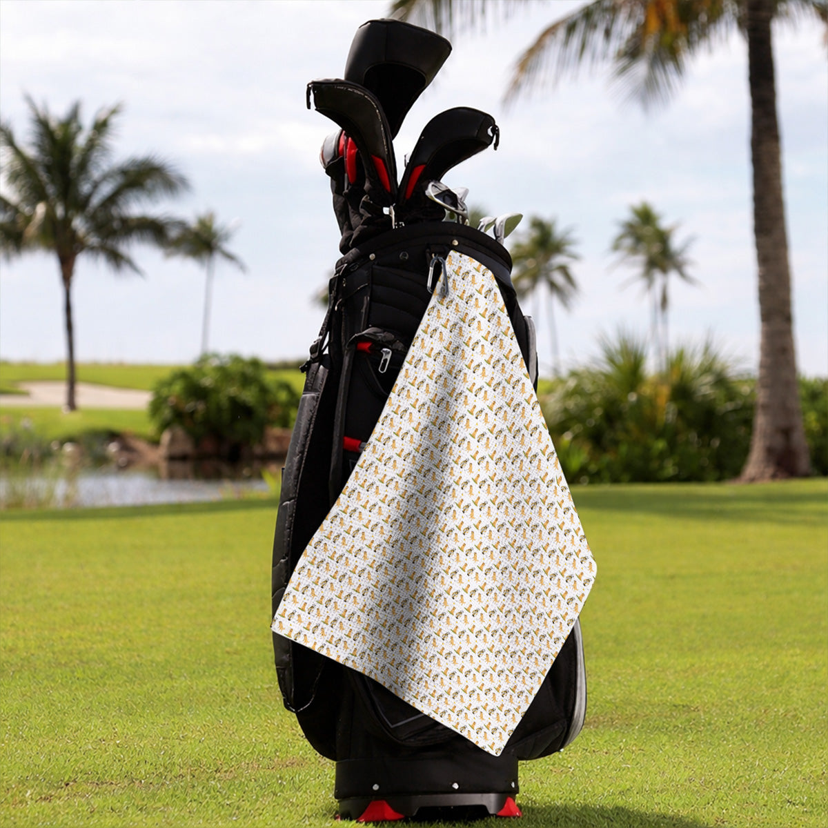 Golden Retriever Pattern Golf Towel, Funny Dog Golf Towels, Crazy Golf Gift For Golfer